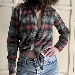 DONATING ON 2/1/23 |  AE EUC Soft Plaid Flannel Boyfriend Button Down Shirt XS